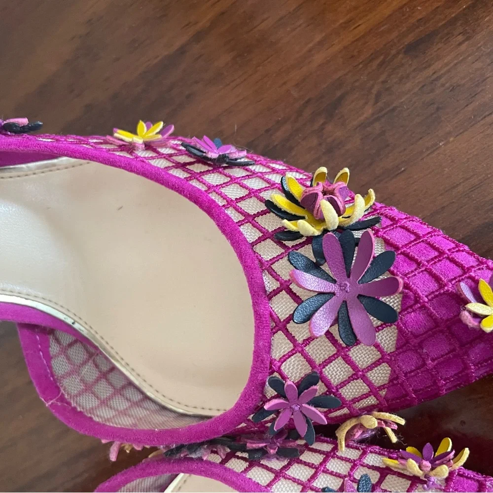 Jessica Simpson Bright Fuchsia Floral Pointed-Toe Heels - Picture 4 of 4